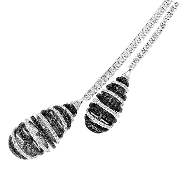Spiral diamond necklace in 18k white gold