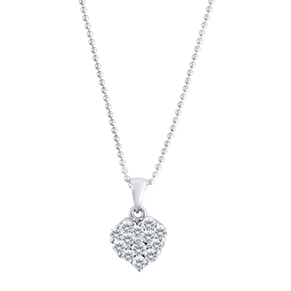 Diamond heart on 14k white gold chain