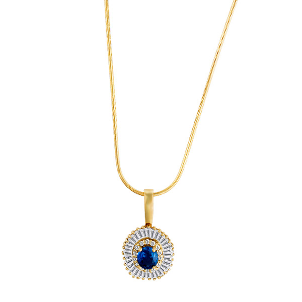 Blue sapphire pendant & diamond pendant necklace