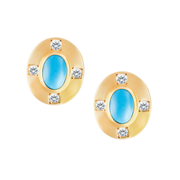 18k earrings with turquesa and diamonds