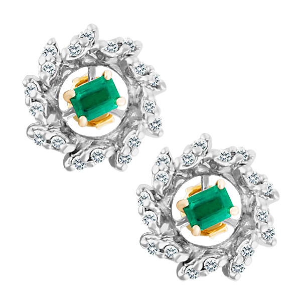 Emerald earrings in 14k