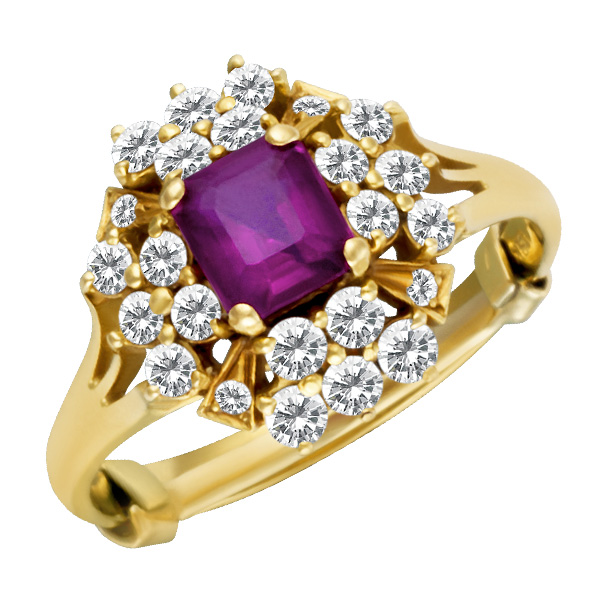 Ruby ring with diamond accents in 14k