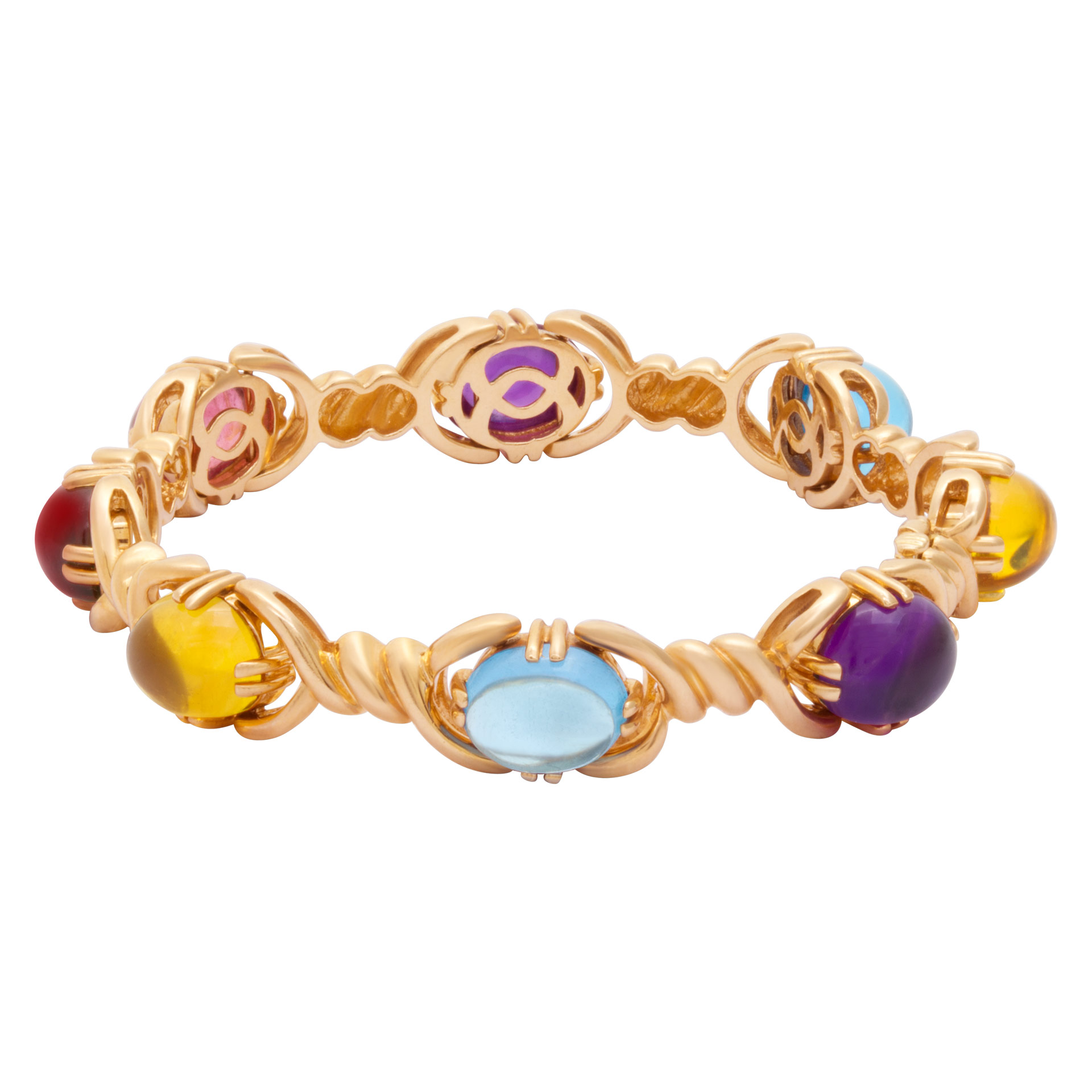 Lovely colorful stones bracelet in 14k yellow gold