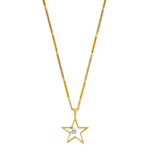 Star necklace with diamond center in 14k