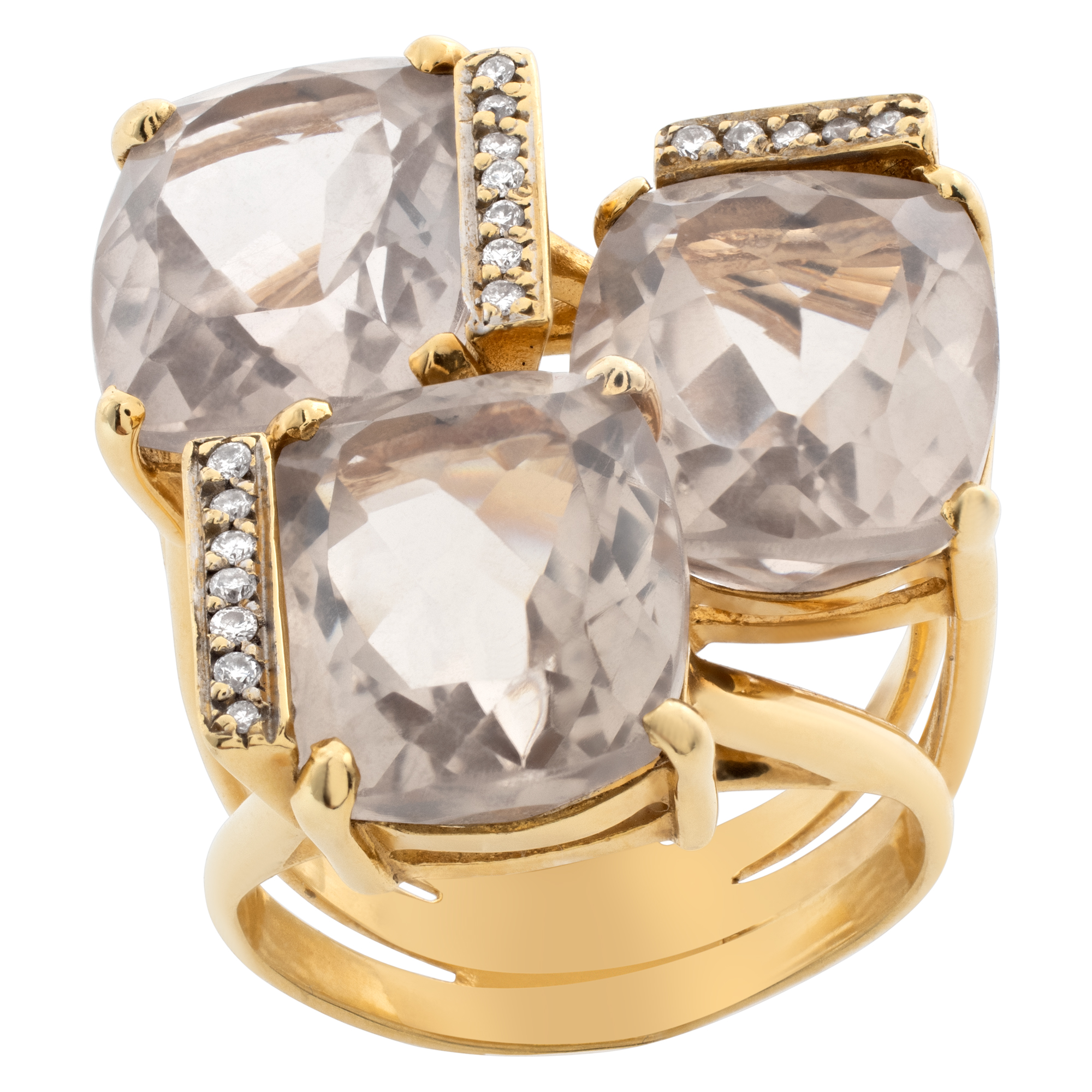 Brazilian designer "Carla Amorim" Topaz and diamonds ring set in 18k yellow gold. Size 6.