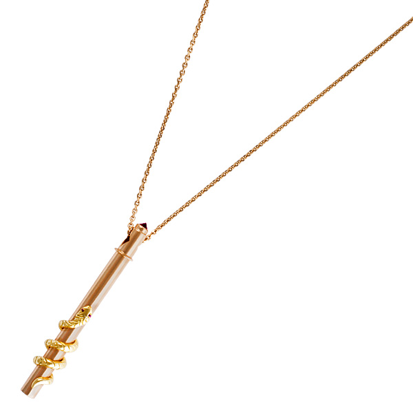 Amazing 18k rose gold pendant with ruby accents designed by PYUR