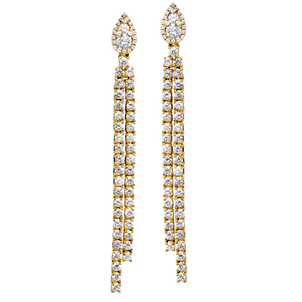 18k yellow gold drop diamond earrings