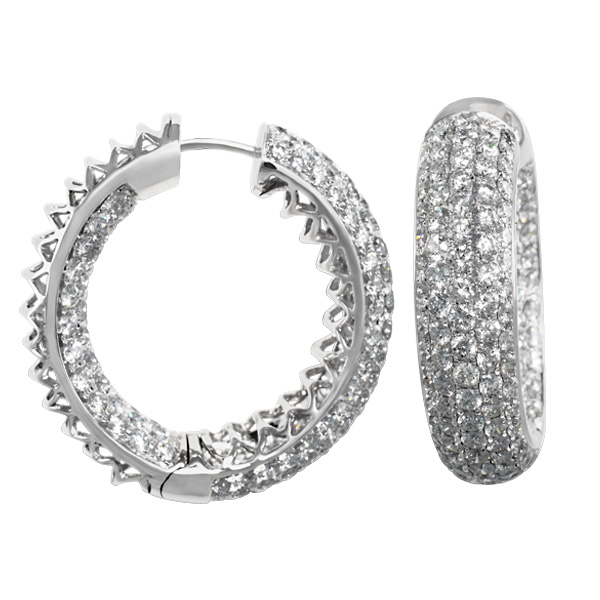 18k white gold diamond hoops earrings
