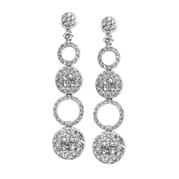 Drop diamond earrings in 18k  white gold