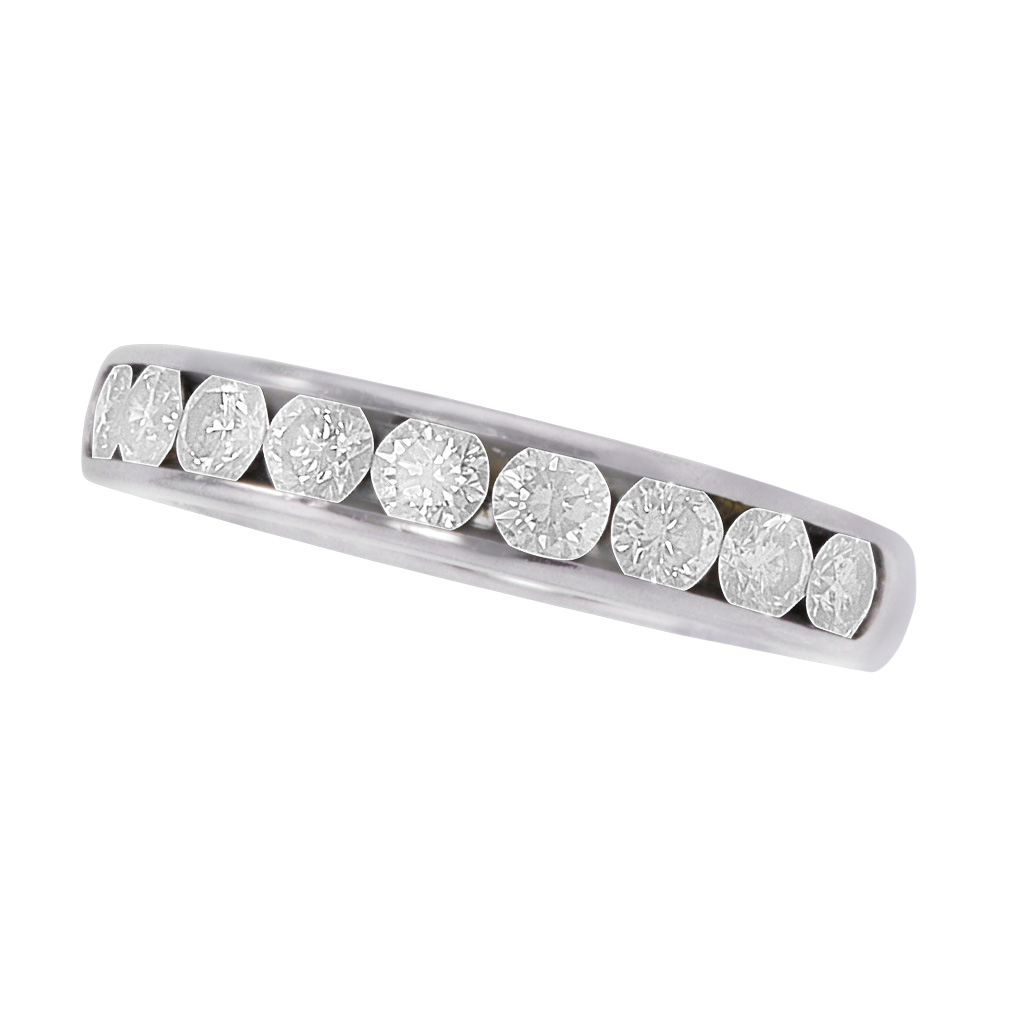 Tiffany diamond semi-eternity band in platinum w/ approx. 0.90 carats in diamonds.