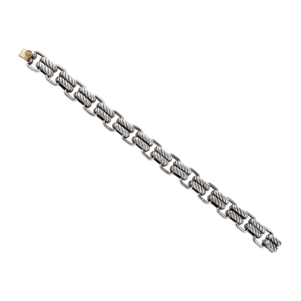 David Yurman Empire Double-Link bracelet in sterling silver with 18k clasp
