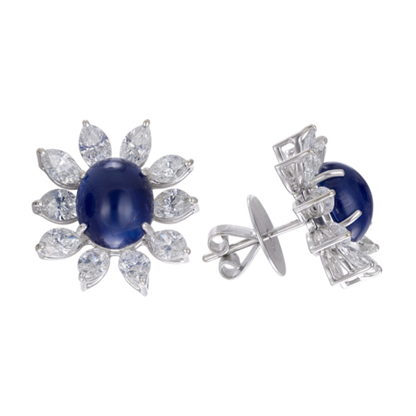 Sapphire and diamond earrings in 18k white gold