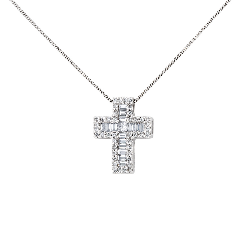 Gabriel & Co. diamond cross pendant in 14k white gold