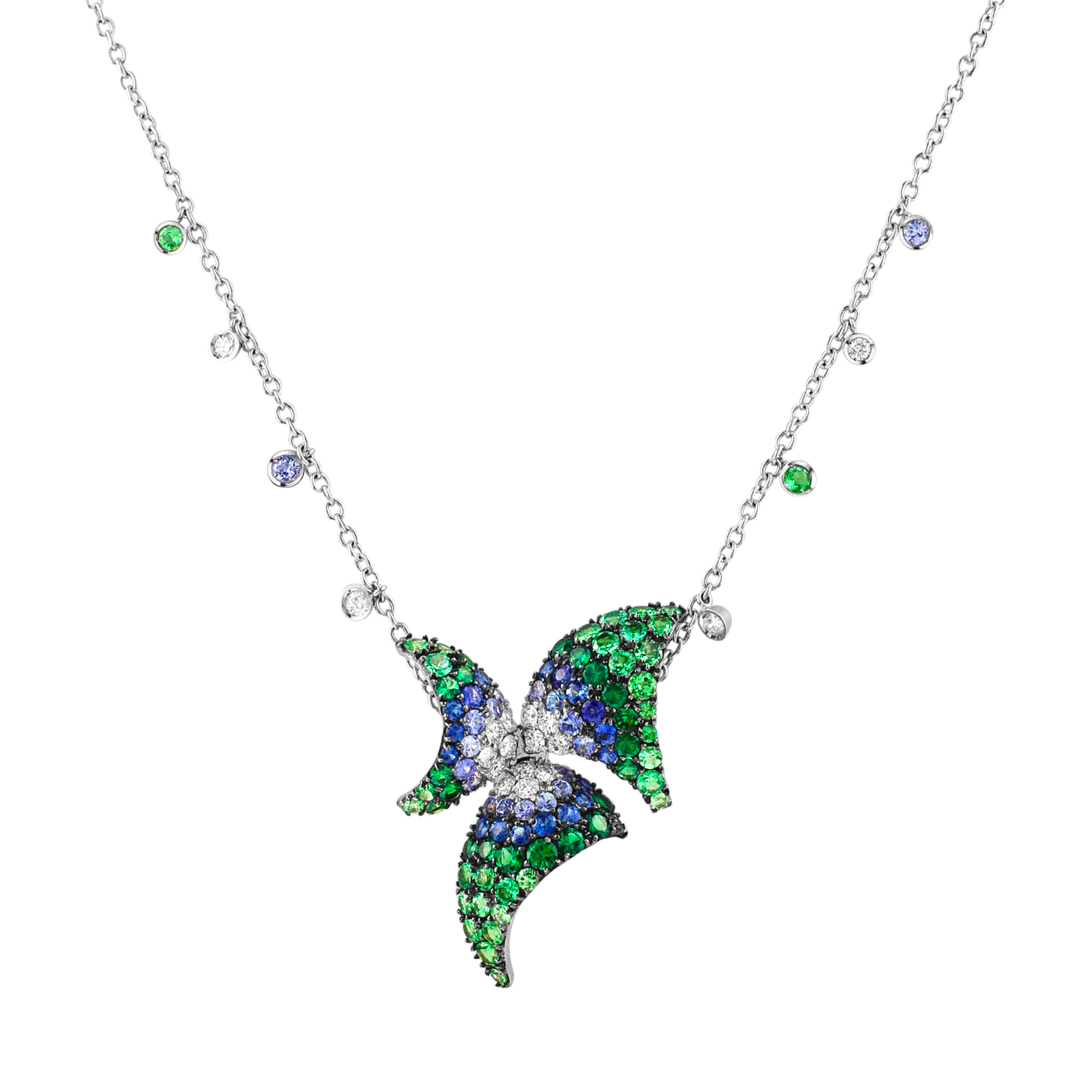 Stefan Hafner sapphire & diamond flower pendant necklace in 18k, 0.61 cts in dia & 1.50 cts in  sapp