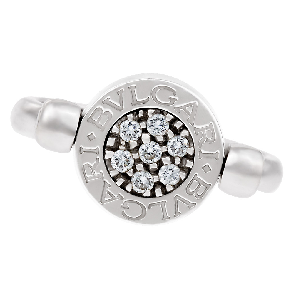 Diamond Bvlgari flip 18k white gold ring