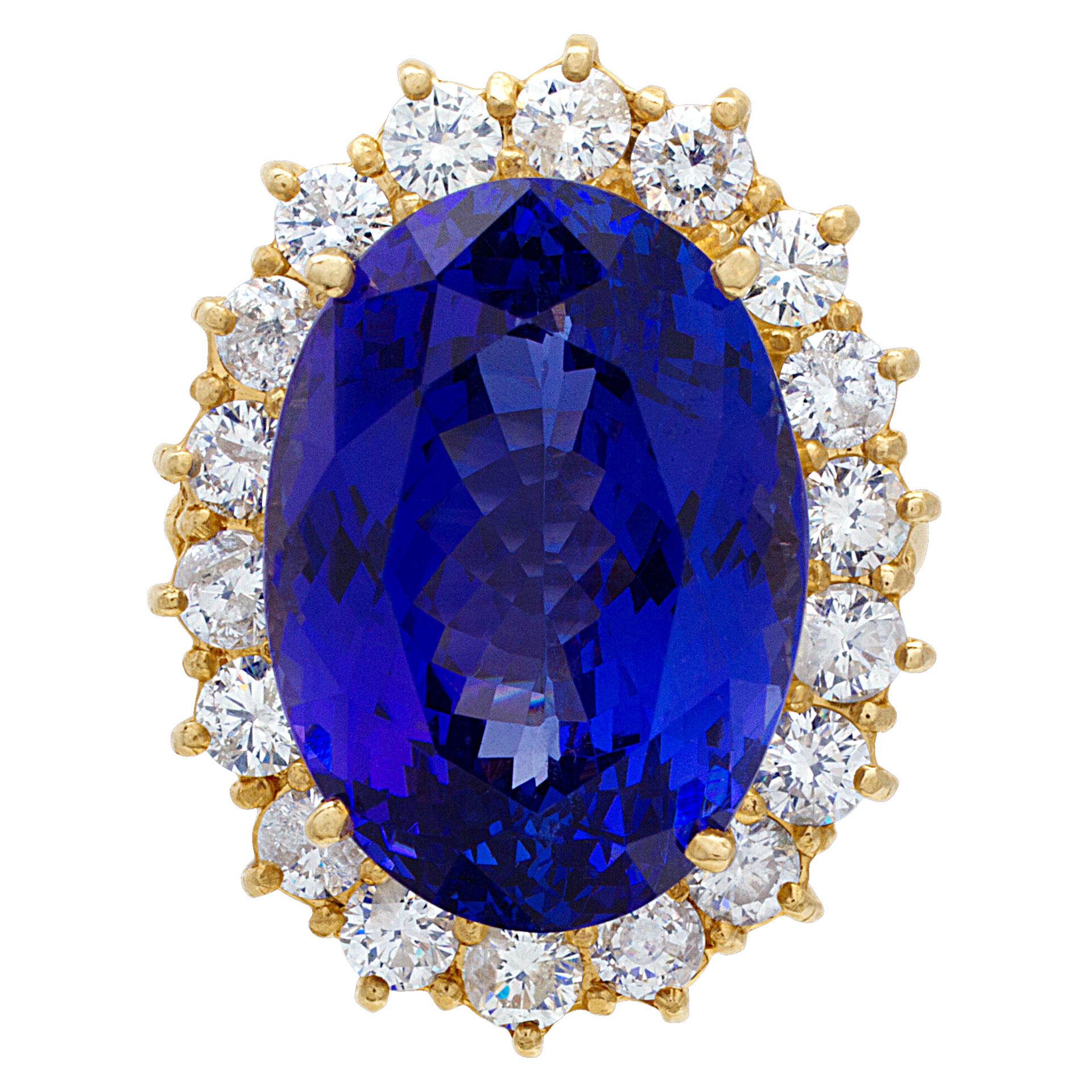 Tanzanite and diamond ring in 14k gold with approx. 25 carats tanzanite
