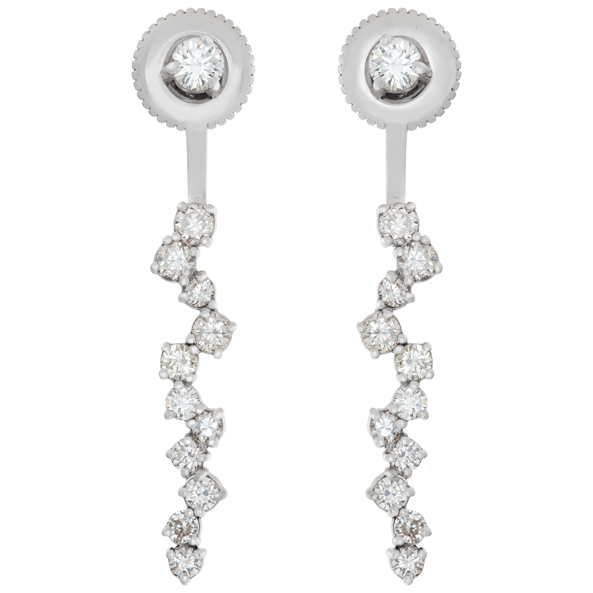 Diamond IcIcle earrings in 18k white gold. 1.28 carats in diamonds
