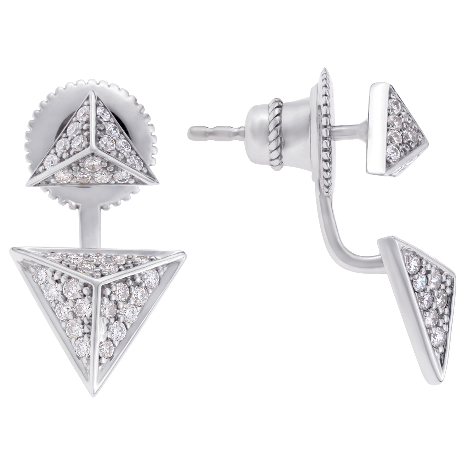 Triangle diamond earrings 18k white gold. 0.48 carats in diamonds