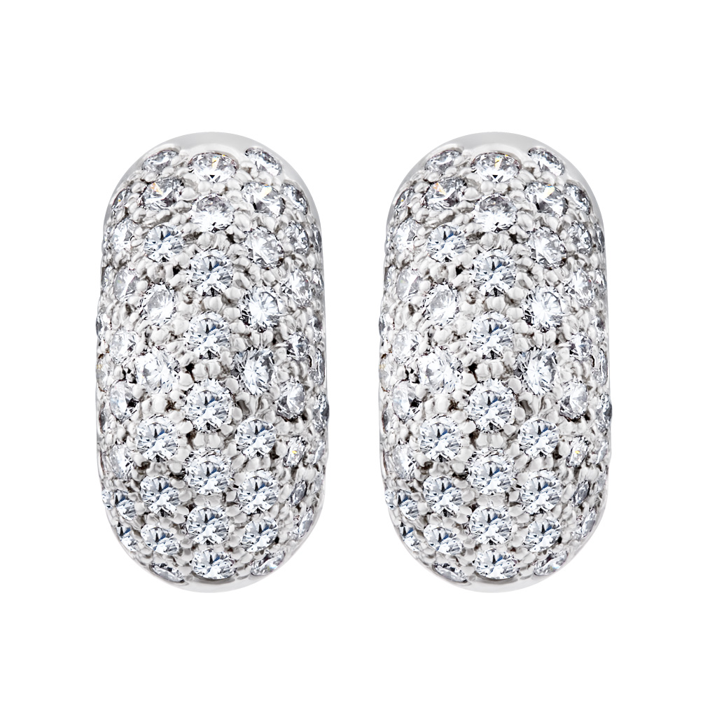 Tiffany & Co. Elsa Peretti pave diamond huggies set in platinum. 1.50 carats