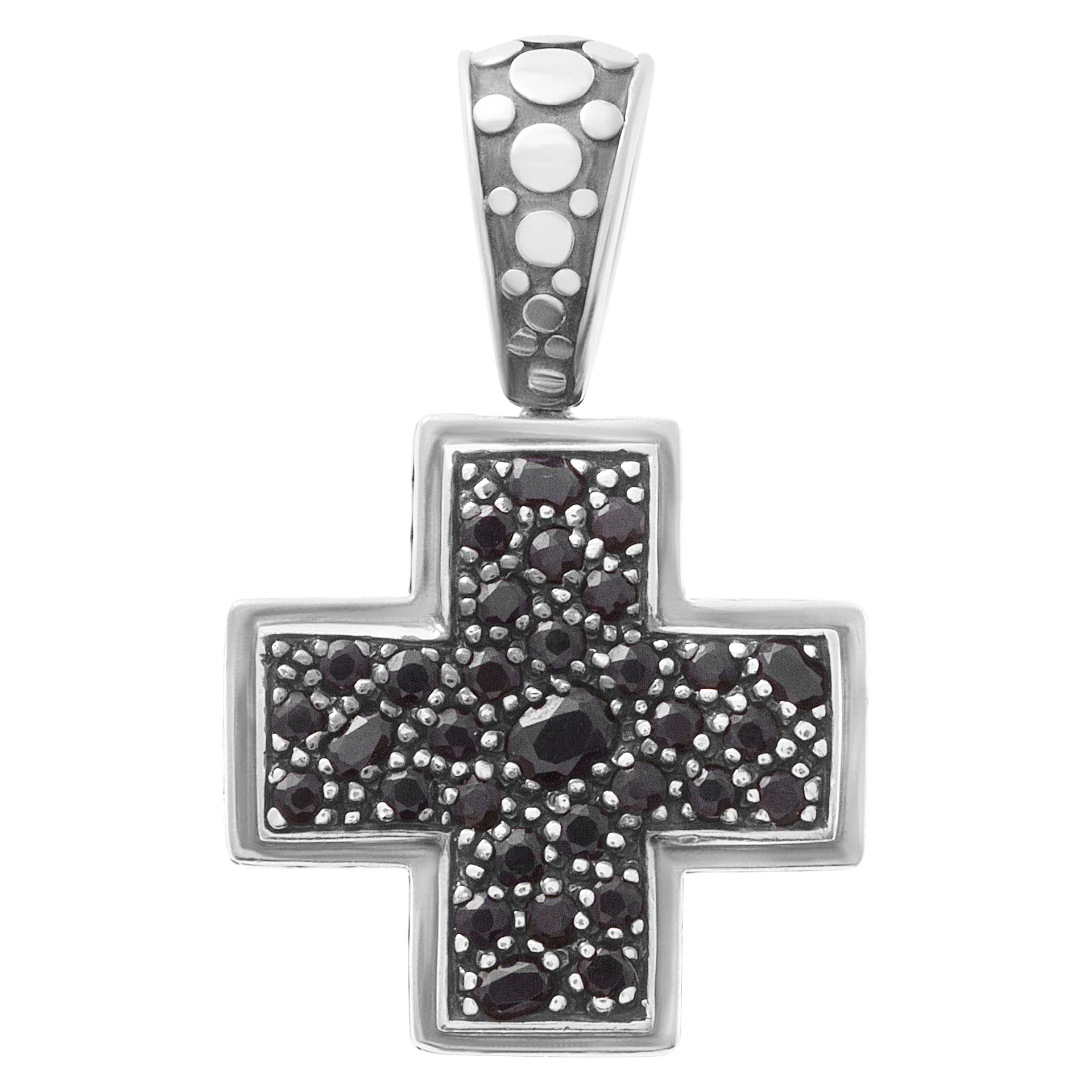 John Hardy Sterling Silver & Black sapphire Cross Pendant
