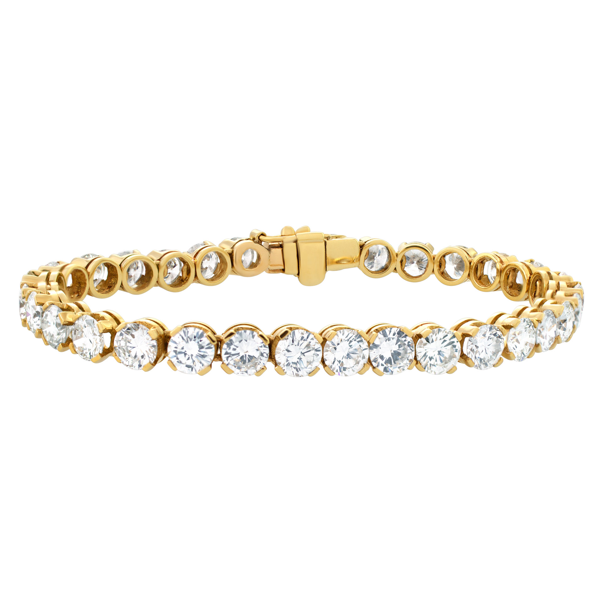 Diamond line bracelet in 18k yellow gold. Appox. 12.80 carats in Diamonds