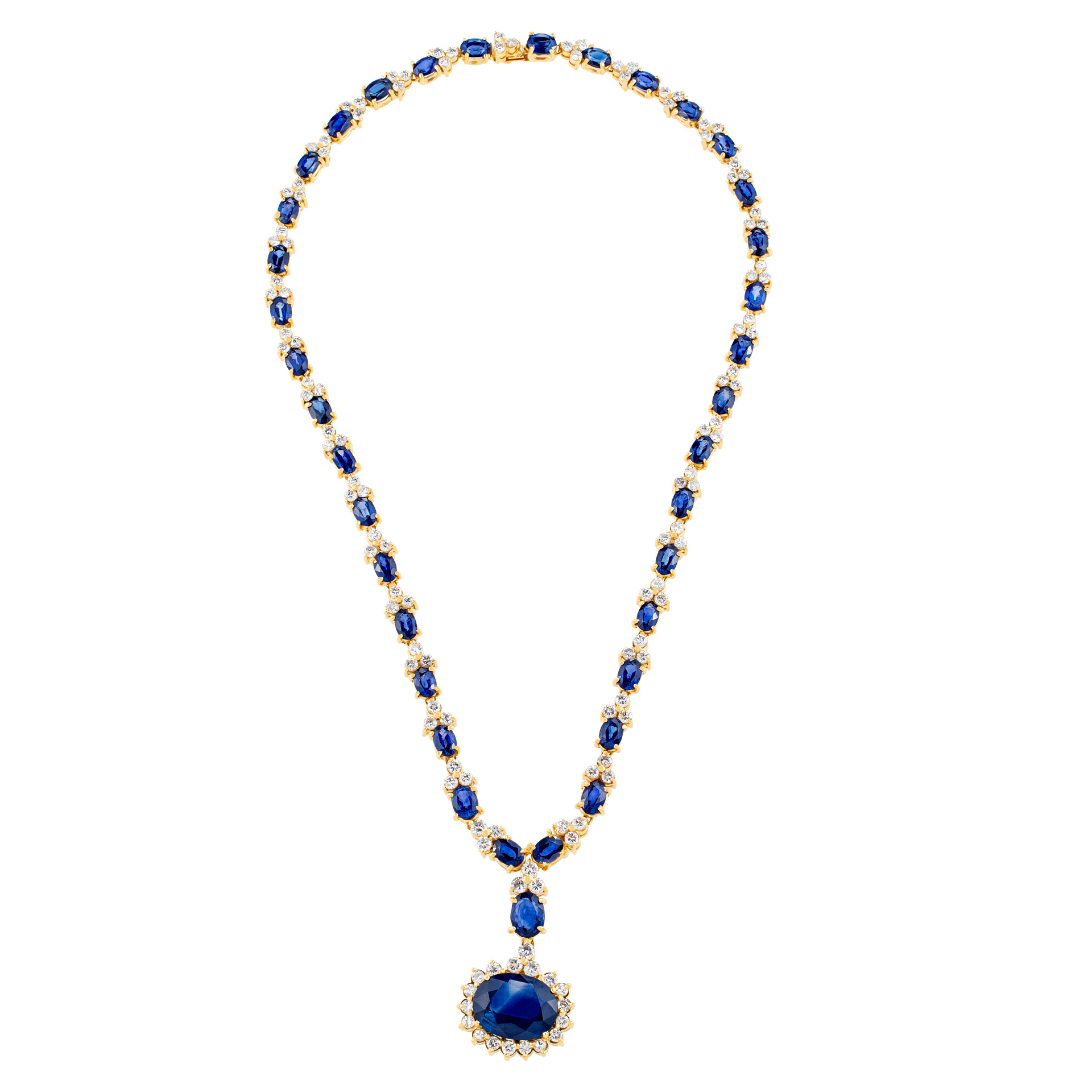 Sapphire & diamond necklace in 18k yellow gold