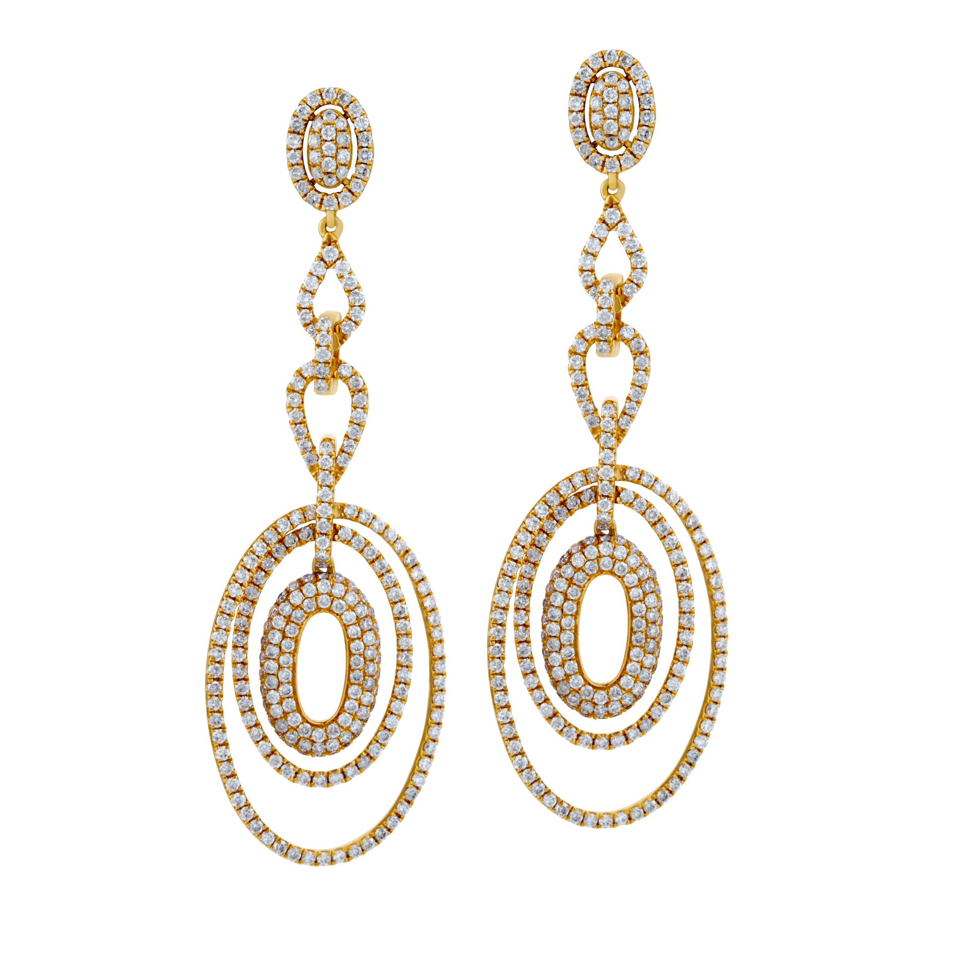Oval drop diamond earrings in 18k