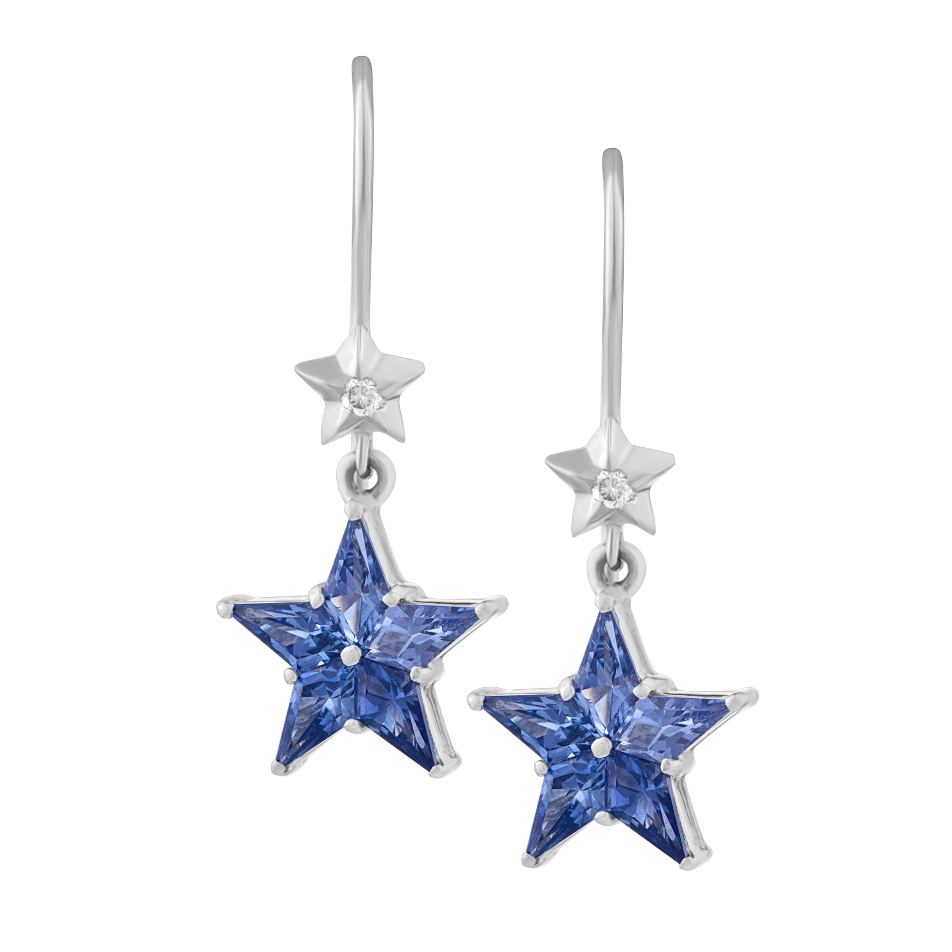 Blue sapphire star drop earrings