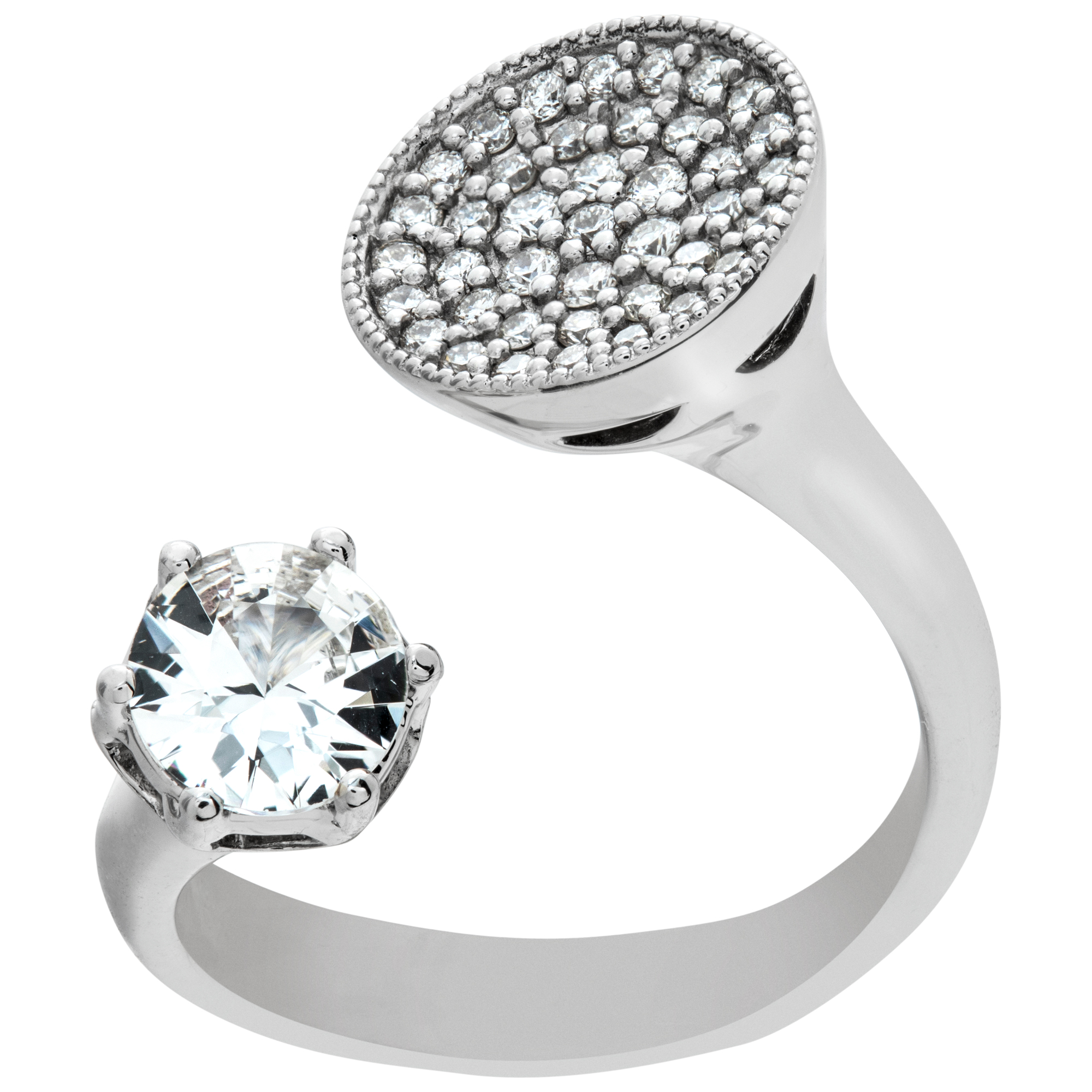 Pave Diamond and white sapphire ring set in 18k white gold. Size 5.75