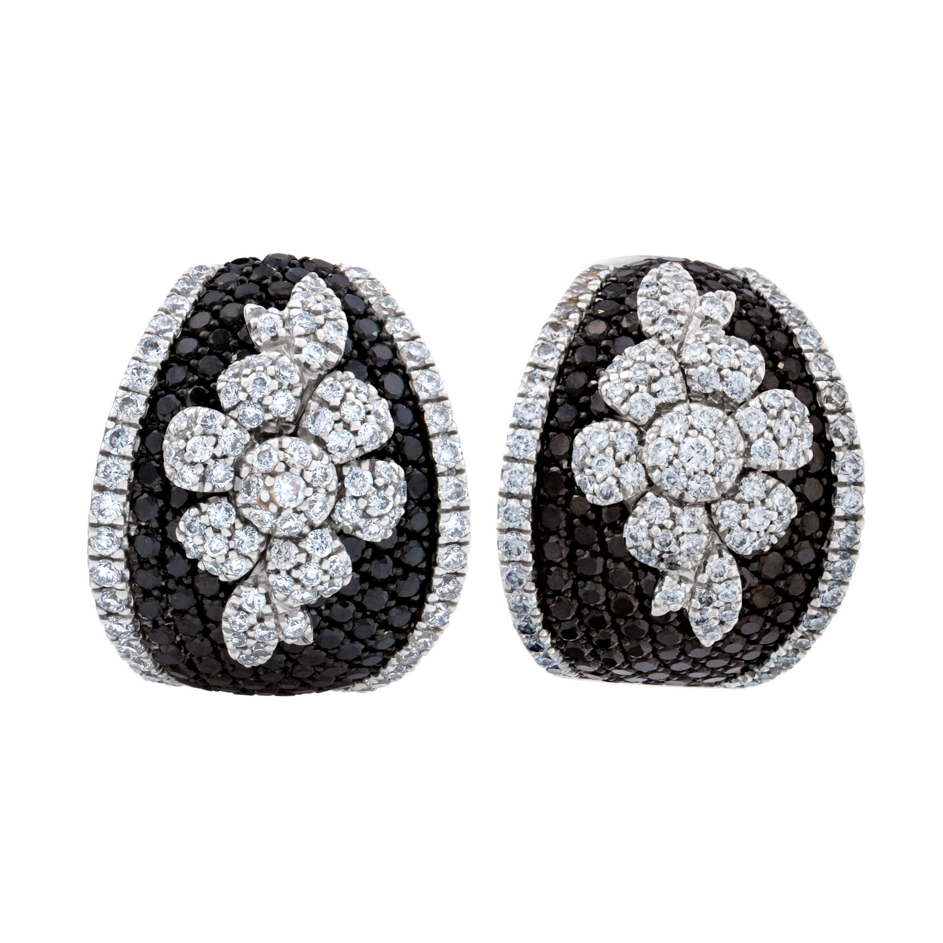 Giorgio Visconti black and white diamond huggie earrings. 4.00 carats