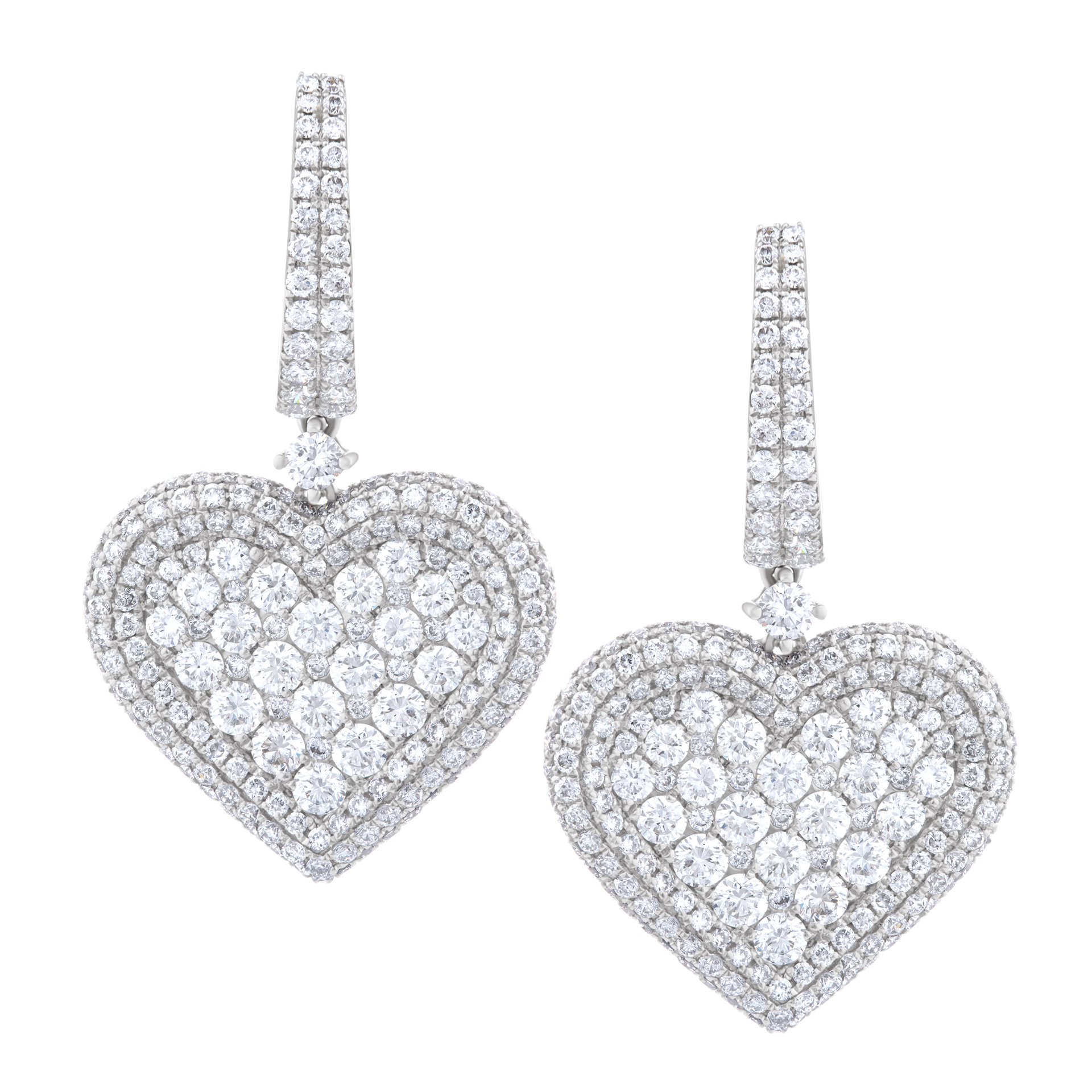 Heart drop diamond earrings in 18k.