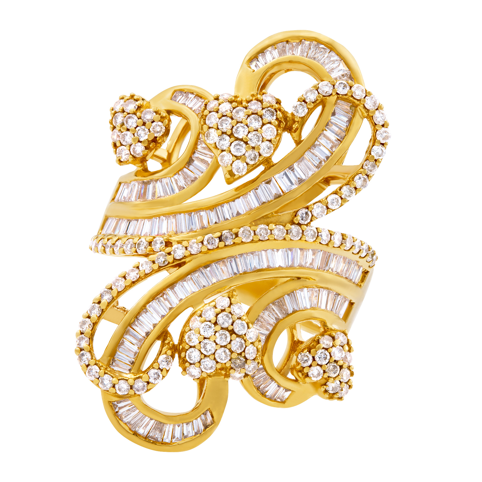 Ladies "Bow of love" diamond ring set in 18 k yellow gold