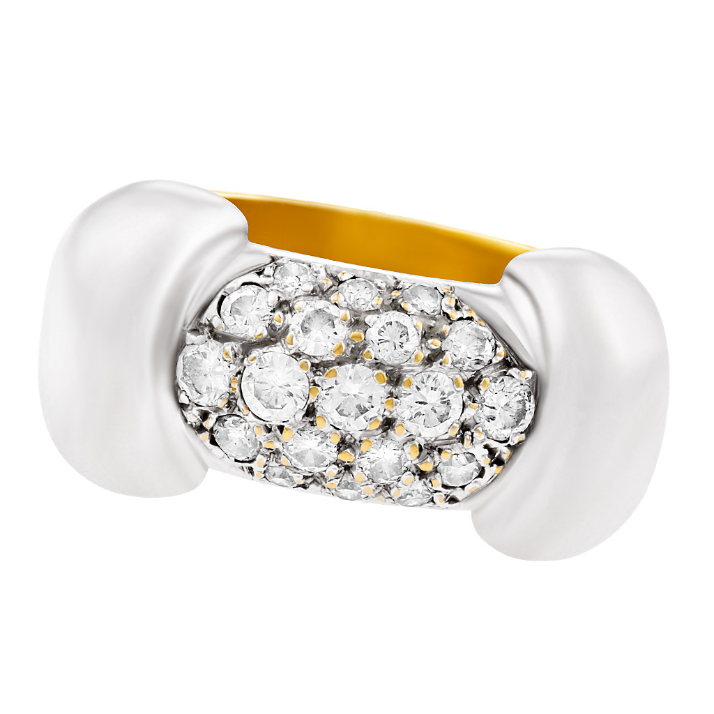 Pave diamond ring in 18k yellow & white gold w/ approx 0.42 cts in diamonds.