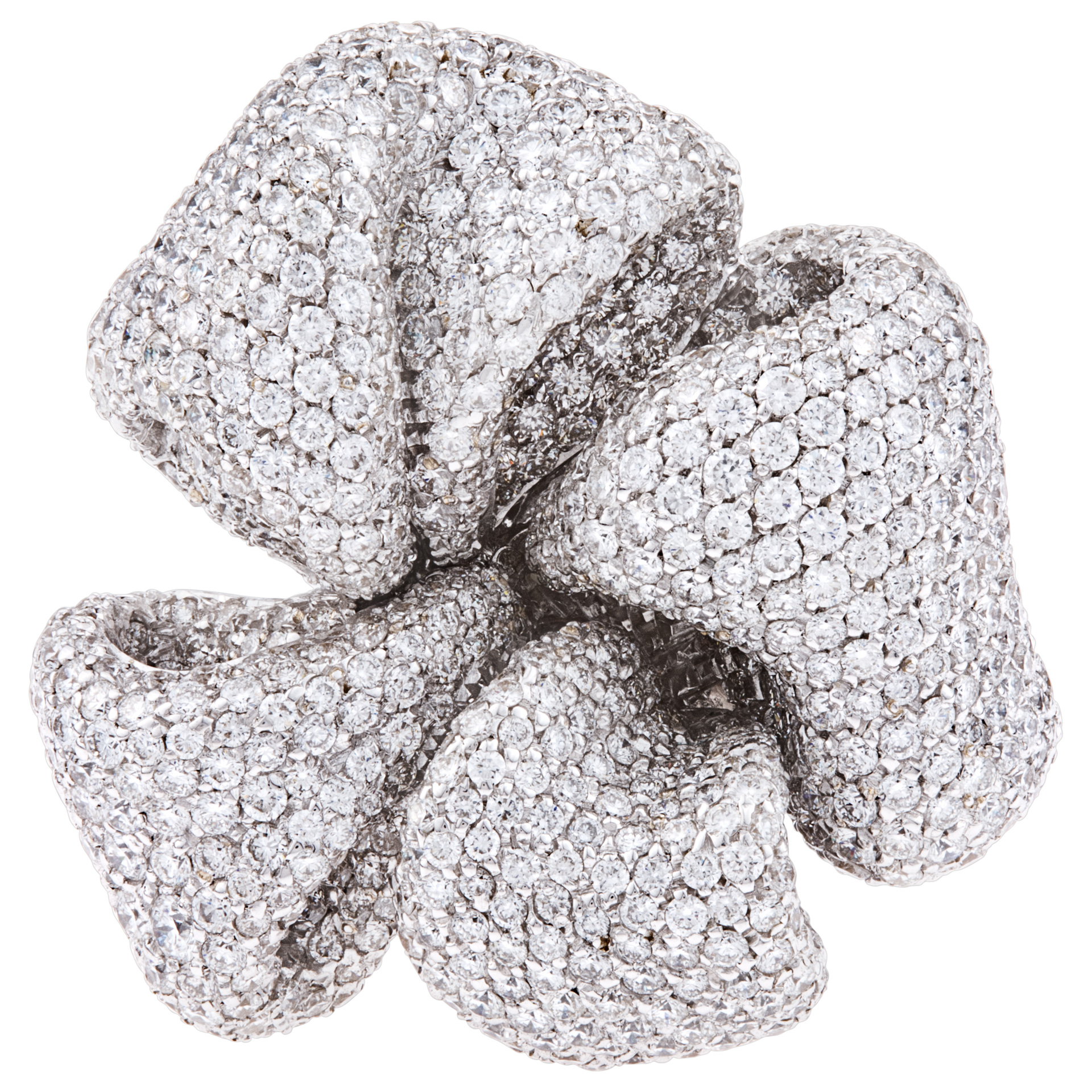 Palmiero J.D. love knot 18k white gold diamond ring. 6.45 carats (F-G color, V-S clarity)