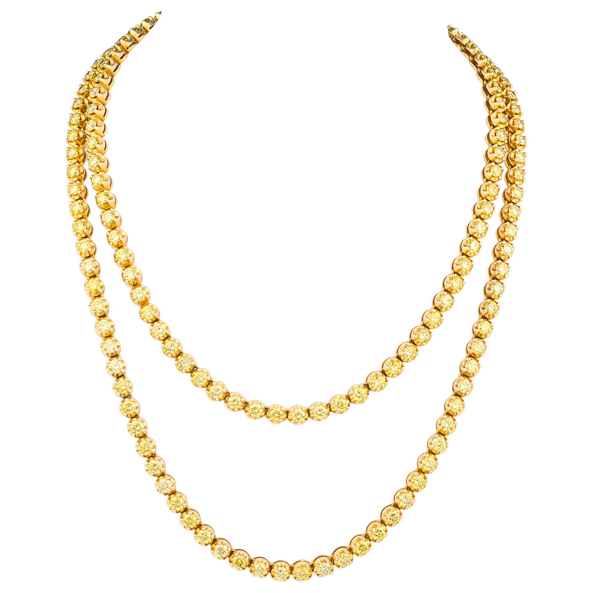 Golden yellow diamond necklace in 14k yellow gold