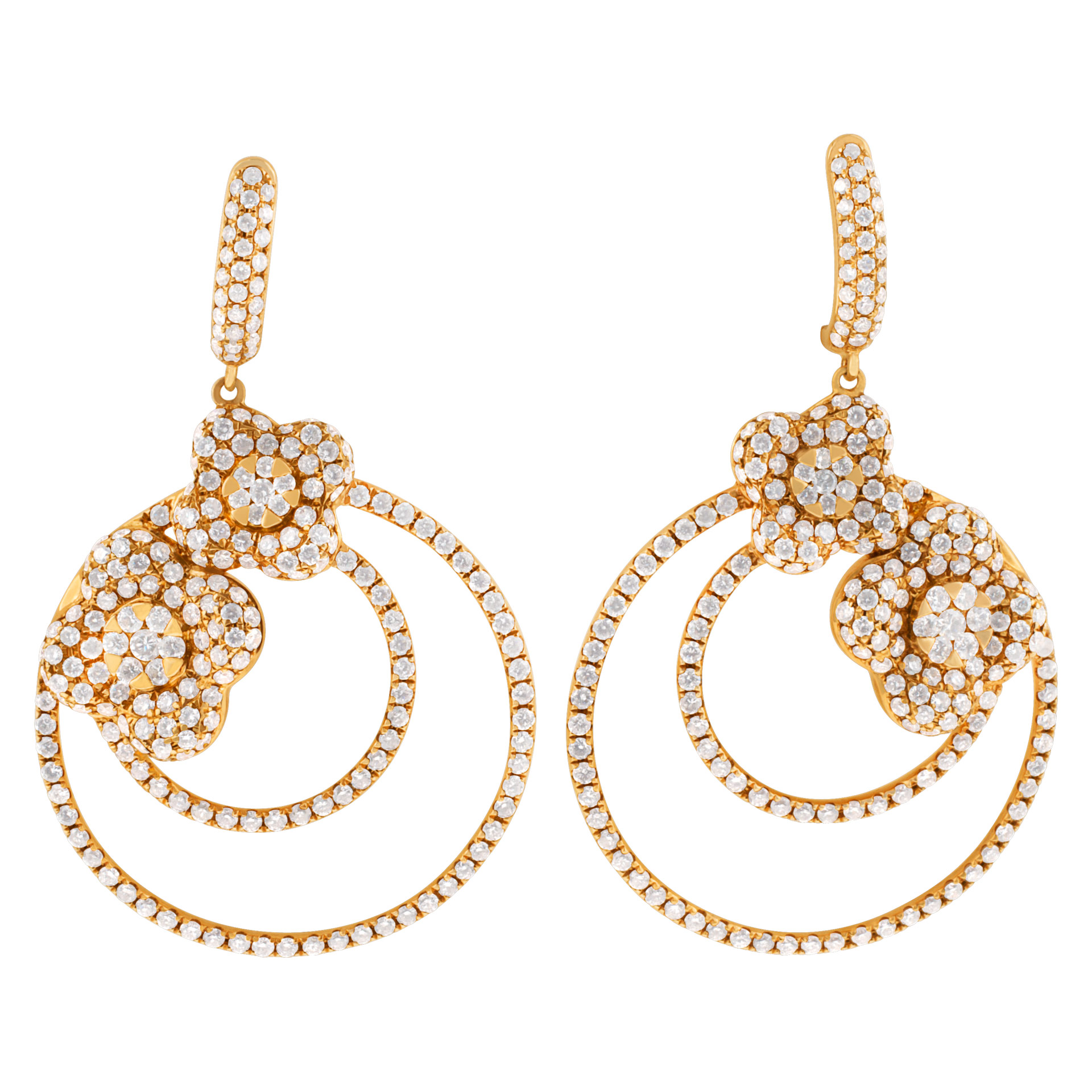 Glamorous drop diamond earrings in 18K rose gold with approx. 5.71 carats