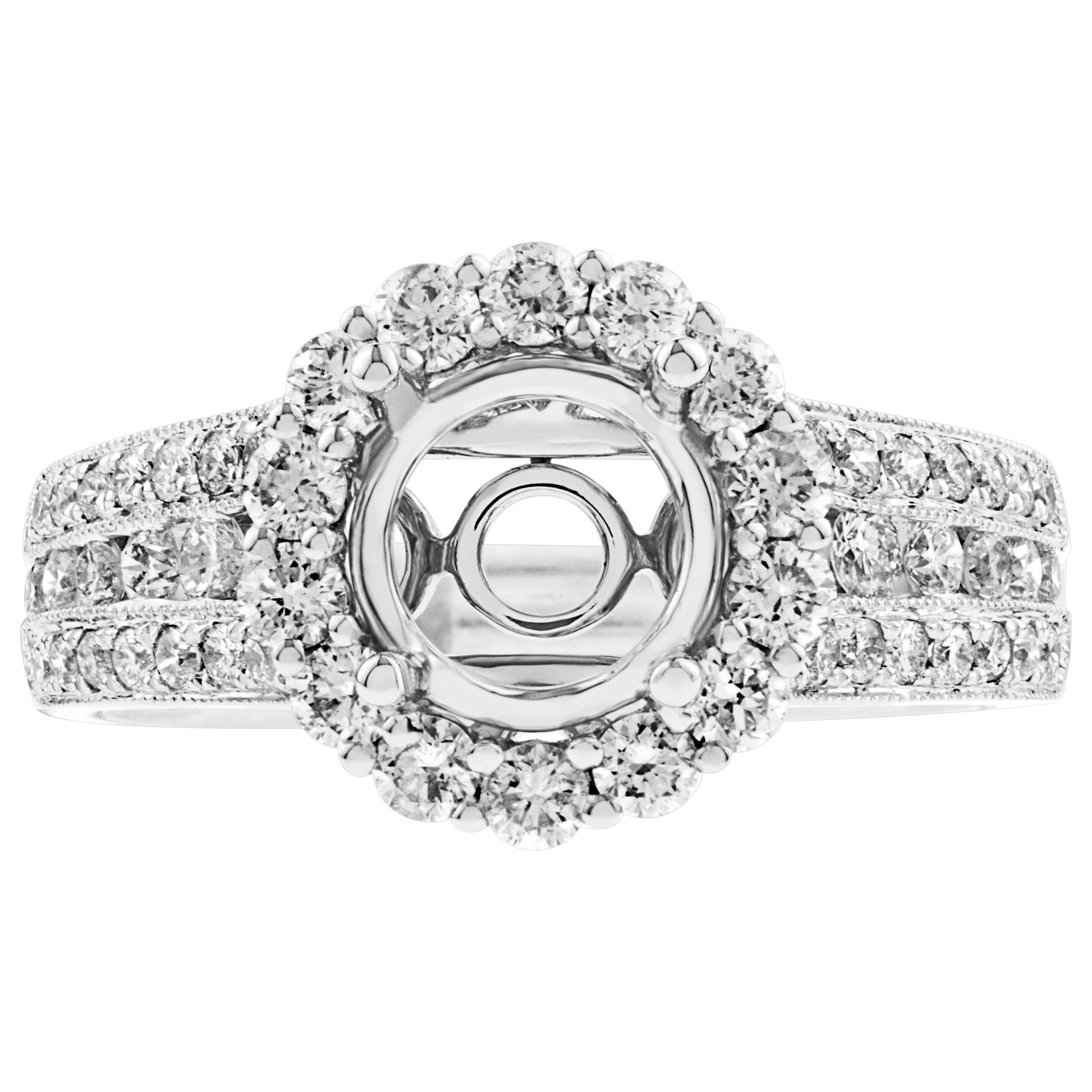 Ring setting in 18K white gold & diamonds. 1.04 carats in diamonds. Size 7