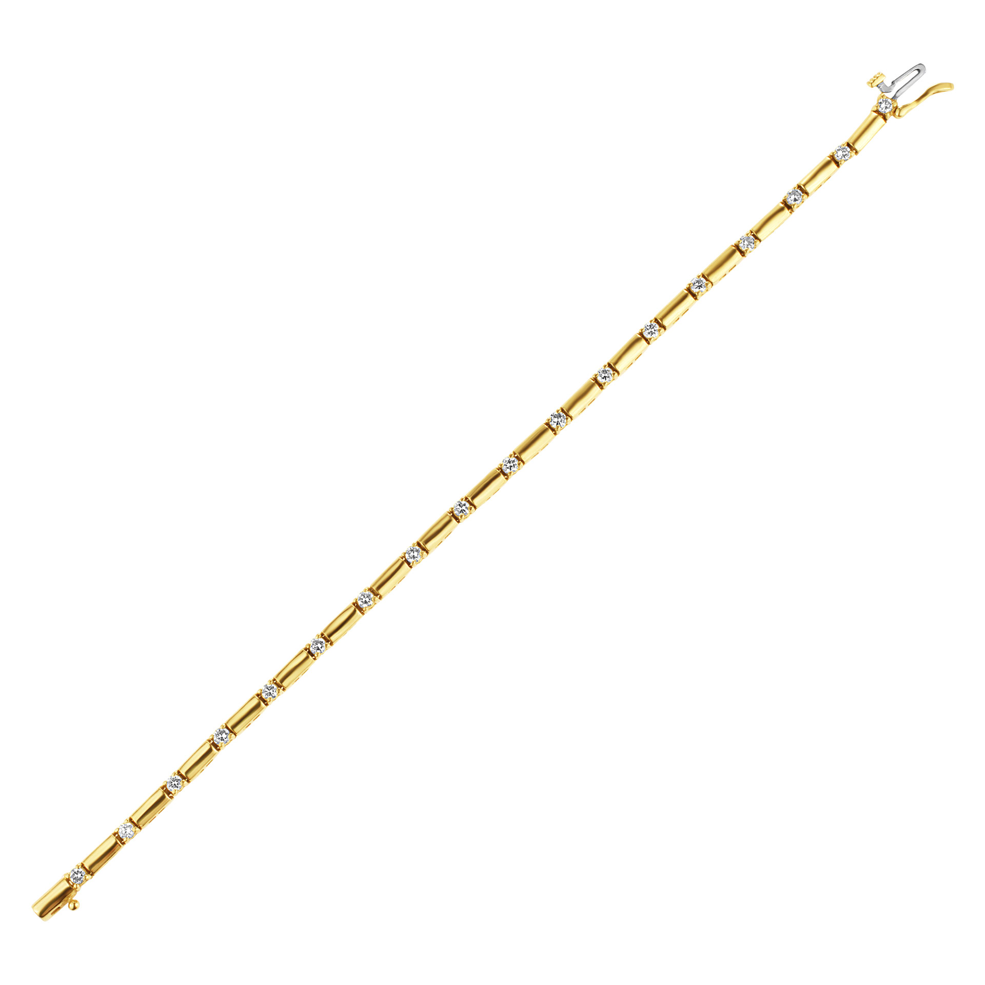Line Bracelet In 14k Yellow Gold With Diamond Stations. 1.00 cts in diamonds