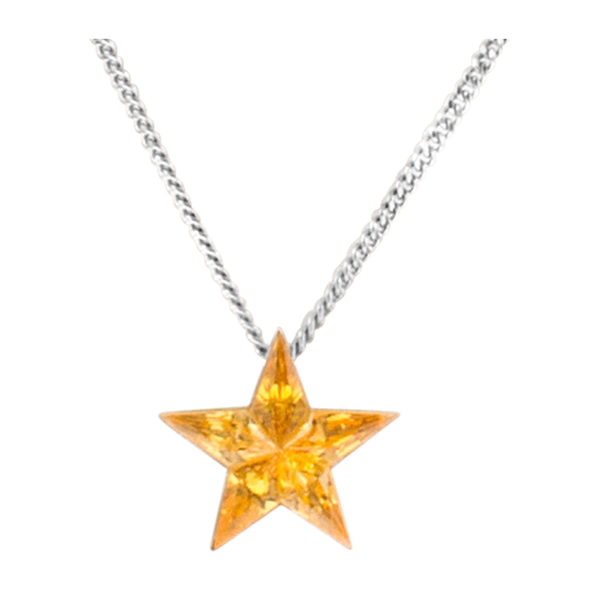 Yellow star sapphire necklace in 18K white gold