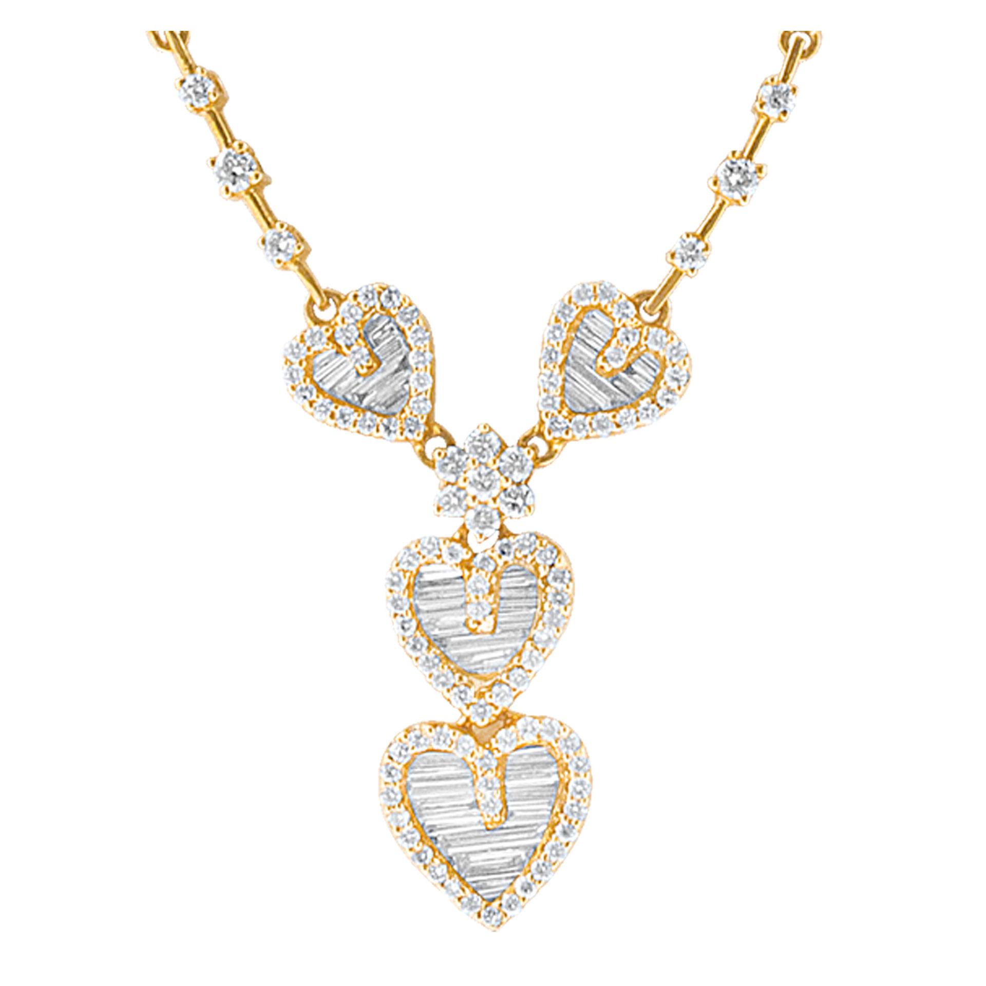 Heart diamond neacklace in 18k yellow gold
