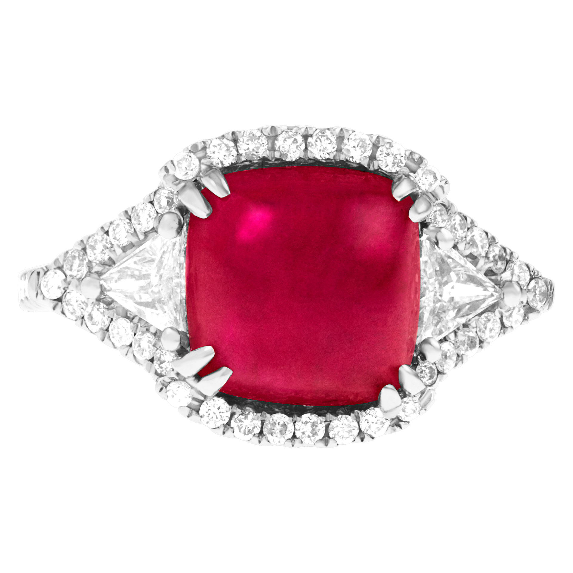 Elegant diamond and ruby ring in 18k white gold