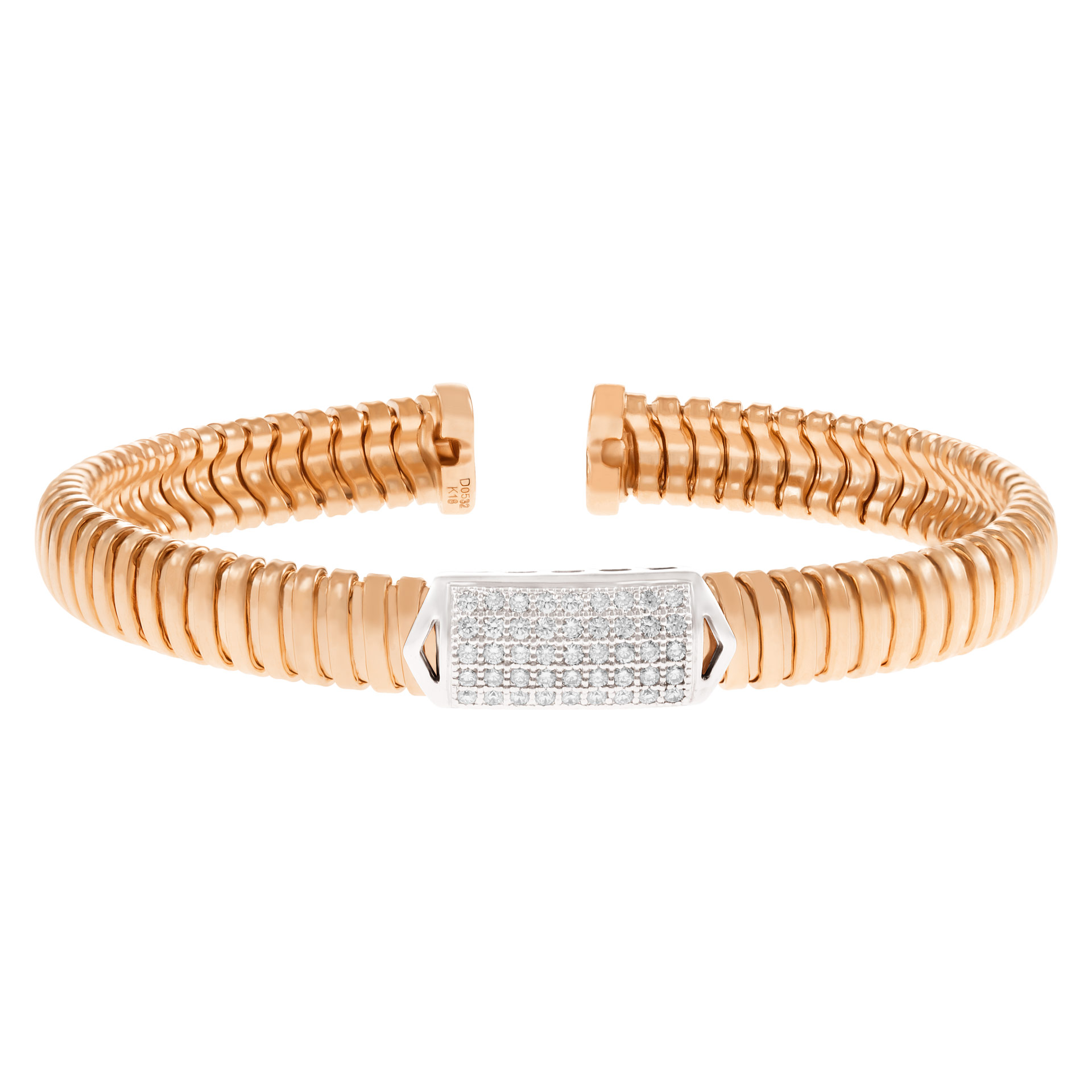 Flex 18k pink gold bangle with diamonds