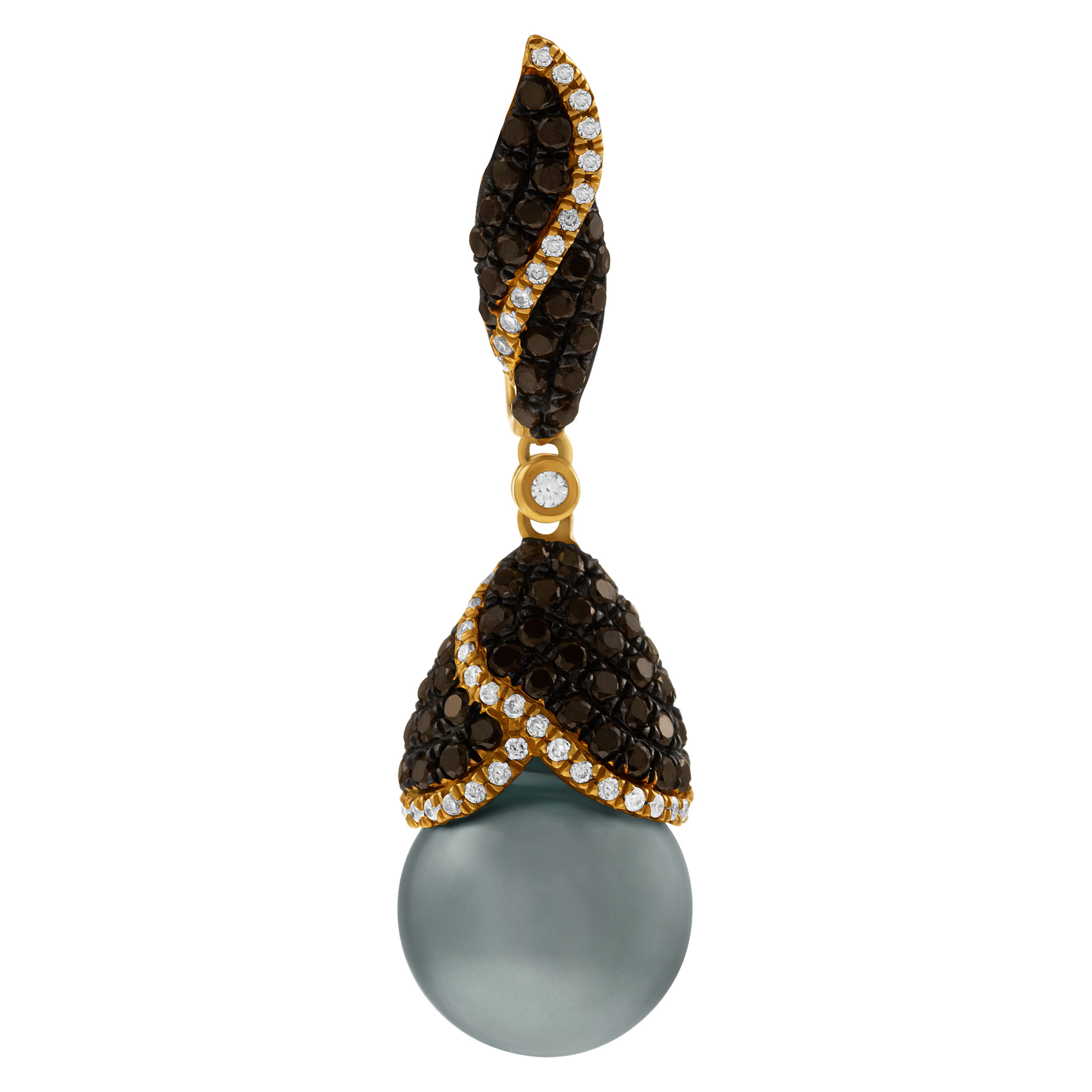 Black South Sea pearl and black diamond pendant