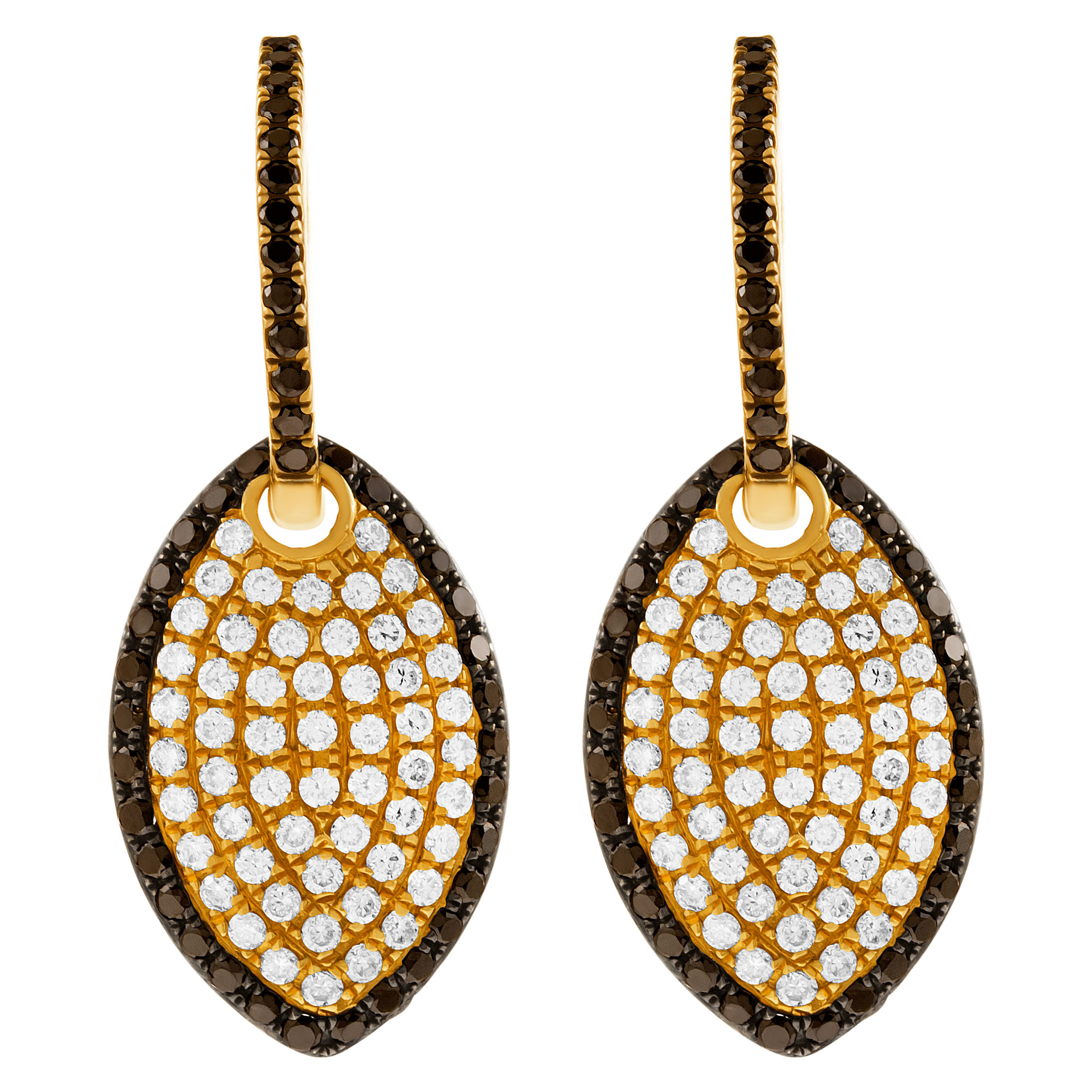 18k yellow gold black and white diamond earrings