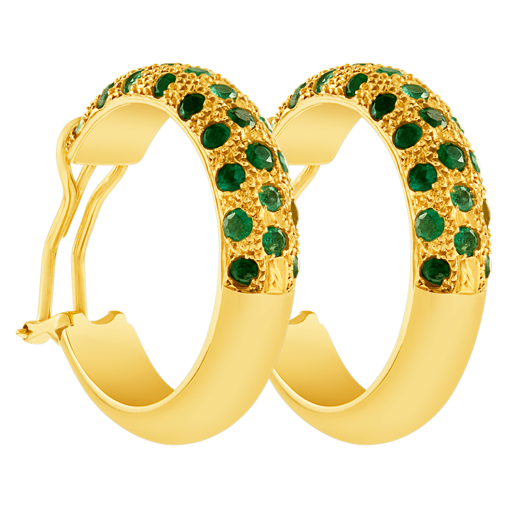 Hoop earrings 18k gold with Emeralds
