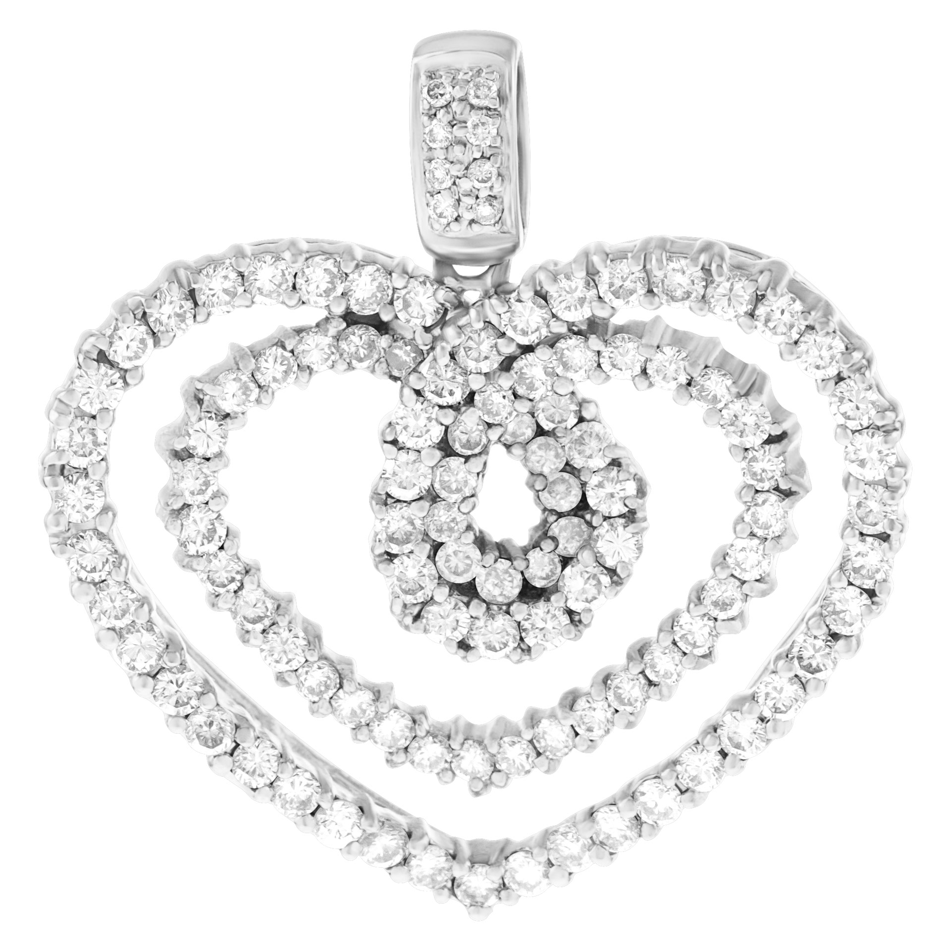 Diamond heart pendant in 18k white gold