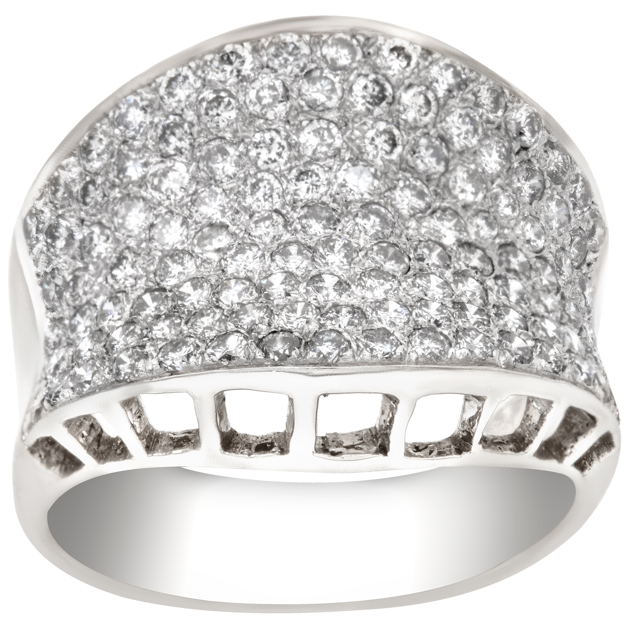 Exquisite pave diamond ring in white gold. 1.25 carats in pave diamonds. Size 6