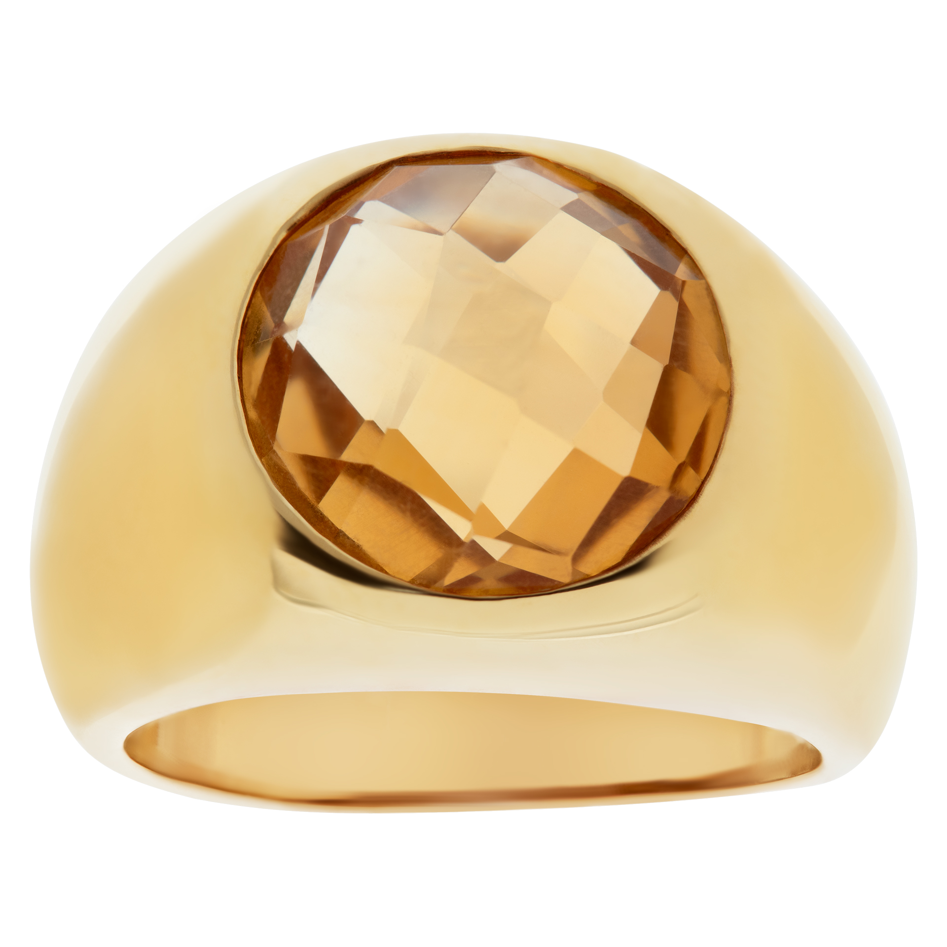 Shimmering faceted citrine ring in 18K yellow gold.