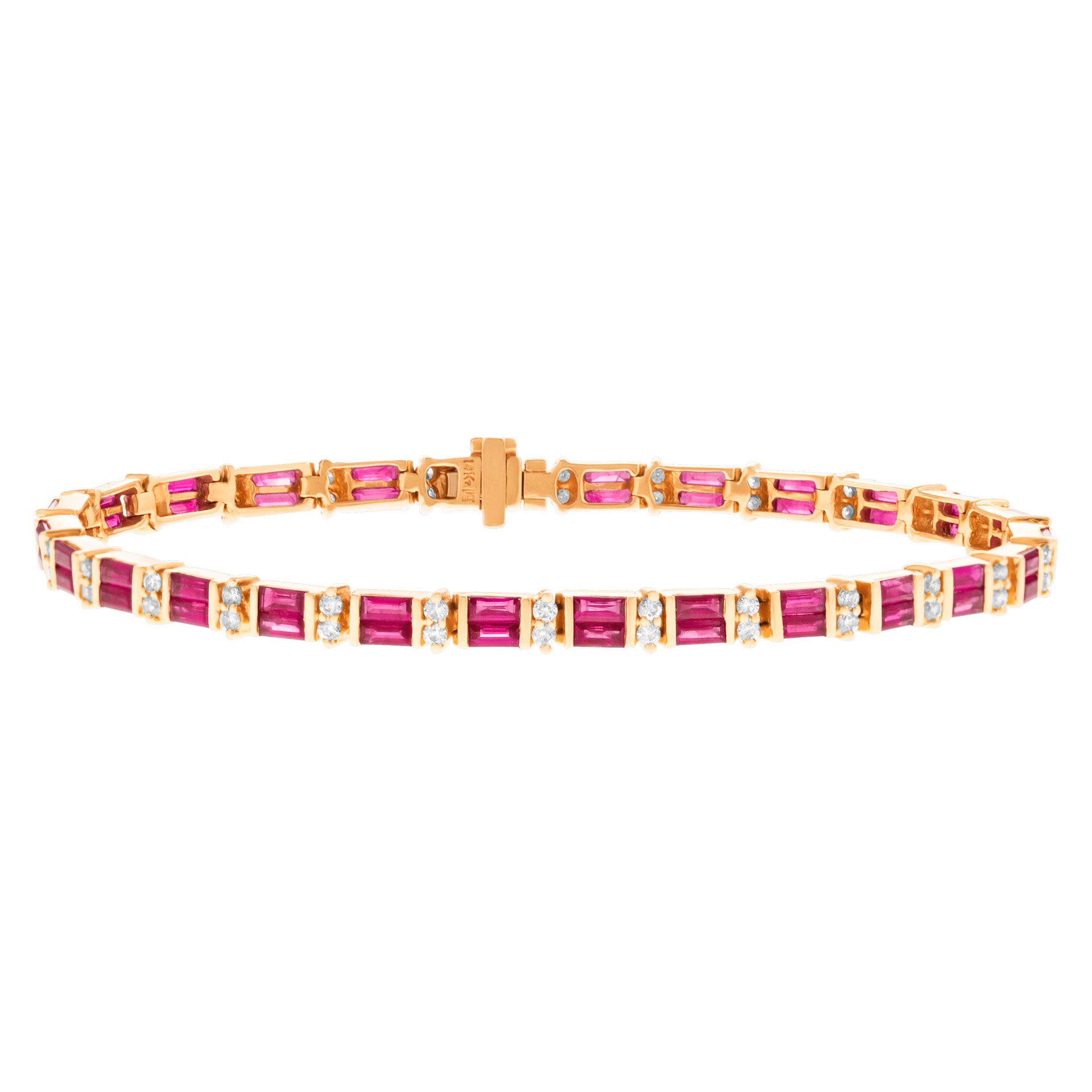 Diamond and Ruby Bracelet in 14k yellow gold