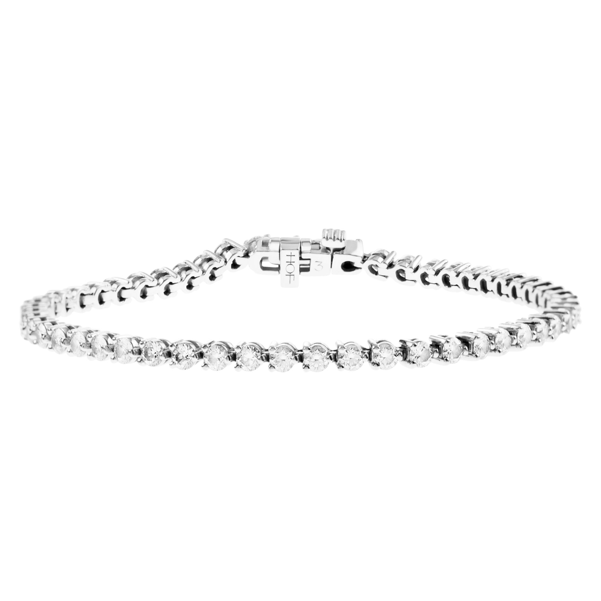 Heart on Fire Diamond line bracelet in 18k white gold 3.24cts (G color, VS clarity)